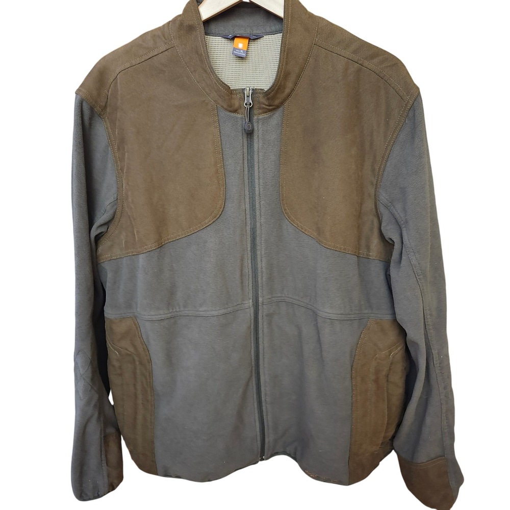 Eddie Bauer XL Mens Fleece Jacket‎ Full Zip Brown Overlay Outdoor Casual